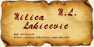 Milica Lakićević vizit kartica